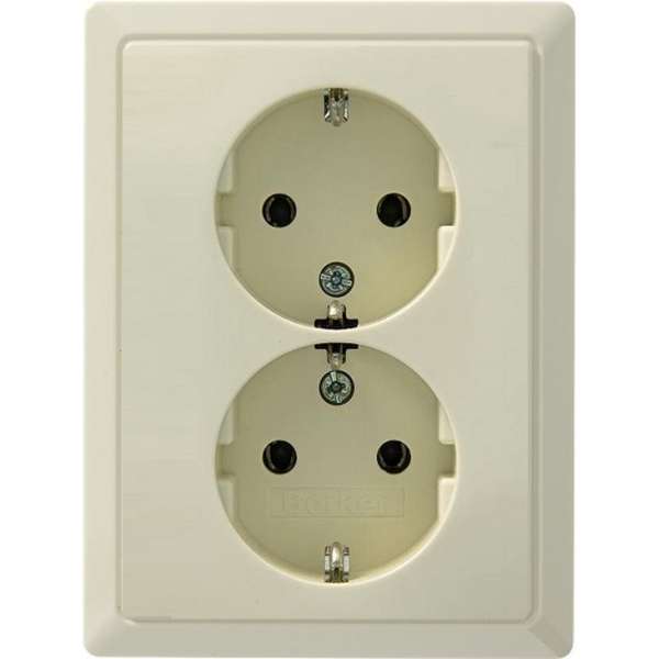 Schneider Merten Artec - Tweevoudige Wandcontactdoos inbouw geaard (Crème) Schneider Merten Artec - Tweevoudige Wandcontactdoos inbouw geaard (Crème)