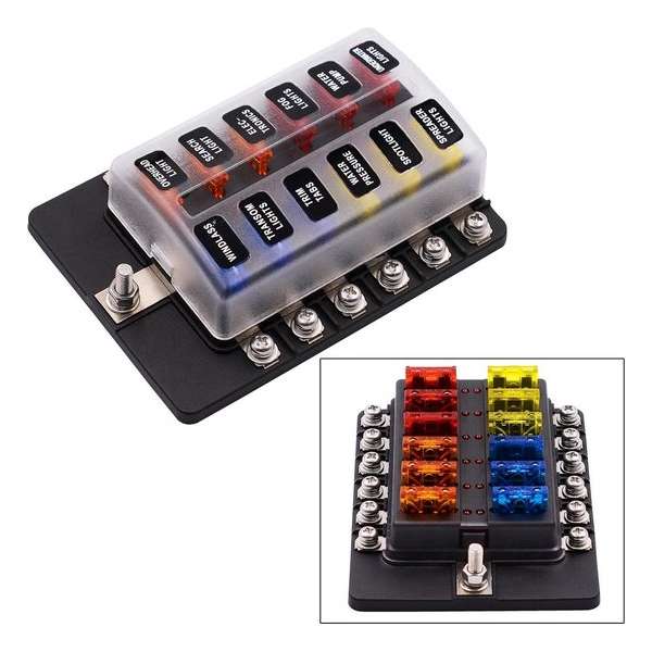 1 in 12 Out zekeringkast Schroefklem Sectie Zekeringshoudersets met LED-waarschuwingsindicator voor Auto Vrachtwagen Boot 1 in 12 Out zekeringkast Schroefklem Sectie Zekeringshoudersets met LED-waarschuwingsindicator voor Auto Vrachtwagen Boot