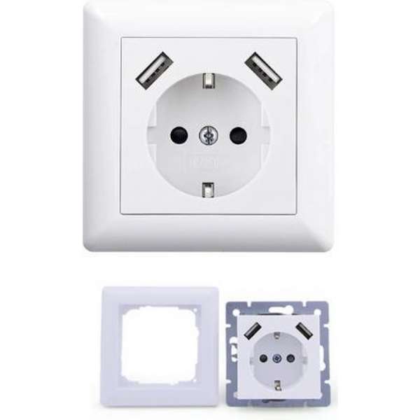 CoshX® Enkel USB stopcontact wit - inbouw wandcontactdoos 2 x USB poort CE en ROHS CoshX® Enkel USB stopcontact wit - inbouw wandcontactdoos 2 x USB poort CE en ROHS