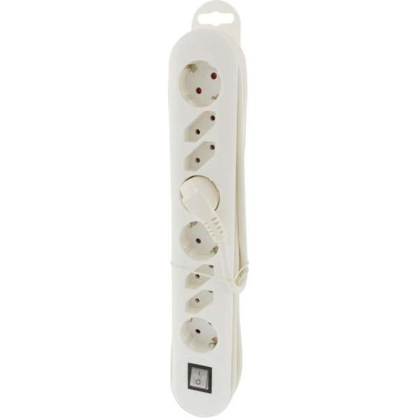 Exin stekkerdoos - 4 + 4 voudig - 4 x randaarde - 4 x euro - 2500W - 3 x 1.0 mm² - 2.5 m - wit Exin stekkerdoos - 4 + 4 voudig - 4 x randaarde - 4 x euro - 2500W - 3 x 1.0 mm² - 2.5 m - wit