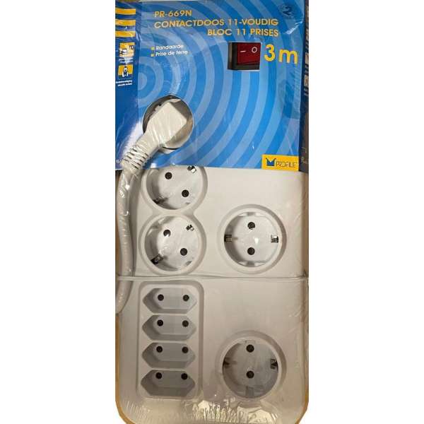 PROFILE Contactdoos 11-voudig + RA + Schakelaar + 3 Meter snoer PROFILE Contactdoos 11-voudig + RA + Schakelaar + 3 Meter snoer