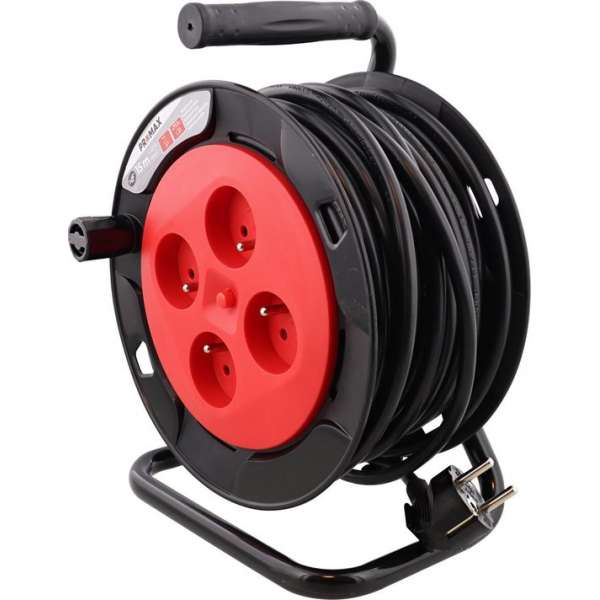 Luxe kabel haspel Promax - 4 stekkeringangen - 15 meter - Topkwaliteit - Thermisch beveiligd Luxe kabel haspel Promax - 4 stekkeringangen - 15 meter - Topkwaliteit - Thermisch beveiligd