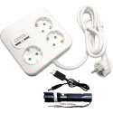 Vierkant 3 Stopcontacten + 2 Usb 2.4 AMP Poorten 1.5 meter 3X1,5mm verlengsnoer kabel verleng