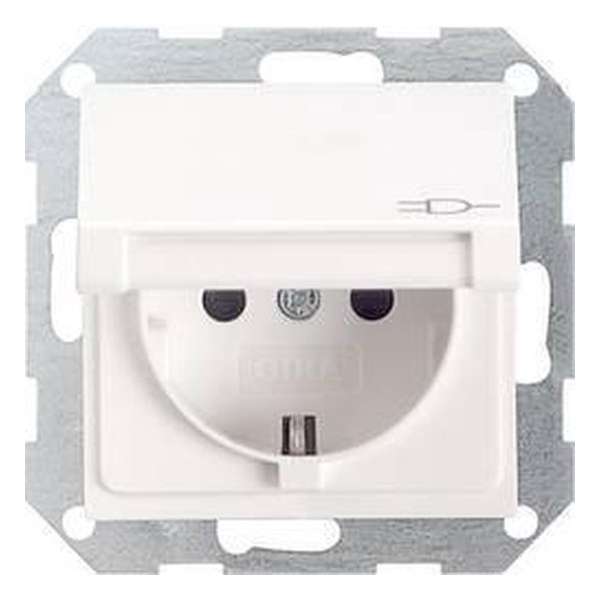 IP44 Wandcontactdoos met randaarde en klapdeksel Wit Mat IP44 Wandcontactdoos met randaarde en klapdeksel Wit Mat