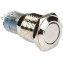 Drukschakelaar 16mm rond - 1NO, 1NC - 12V - Zilver