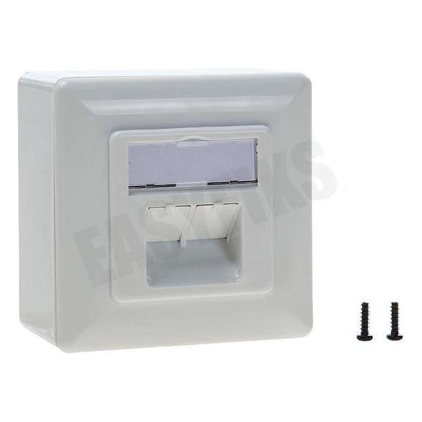 Netwerk Wandcontactdoos 2x RJ45 Female, Inbouw / Opbouw Netwerk Wandcontactdoos 2x RJ45 Female, Inbouw / Opbouw