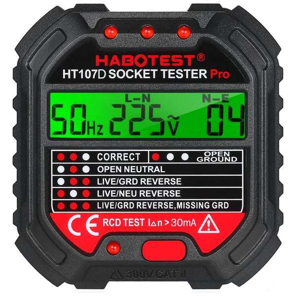 Habotest® Professionele Stopcontact Tester - Socket Tester - Voltage Detector - Met Spanning Display - 90-250V Habotest® Professionele Stopcontact Tester - Socket Tester - Voltage Detector - Met Spanning Display - 90-250V