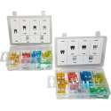 Steekzekeringen set 2x 40 delig in box div soorten AMP normaal en mini zekeringen