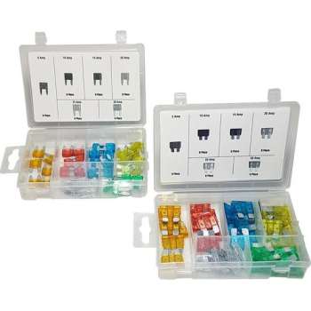 Steekzekeringen set 2x 40 delig in box div soorten AMP normaal en mini zekeringen