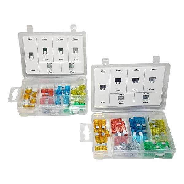 Steekzekeringen set 2x 40 delig in box div soorten AMP normaal en mini zekeringen Steekzekeringen set 2x 40 delig in box div soorten AMP normaal en mini zekeringen