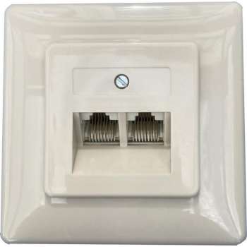 WANDCONTACTDOOS 2x UTP 8-polig modulair RJ45 - inbouw - schroefaansluitingen - voor data of telefonie - aansluitdoos 74241