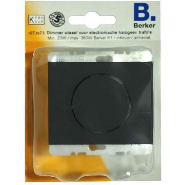 BERKER K1 dimmer voor elektronische halogeen trafo’s, wissel, inbouw | ANTRACIET BERKER K1 dimmer voor elektronische halogeen trafo’s, wissel, inbouw | ANTRACIET
