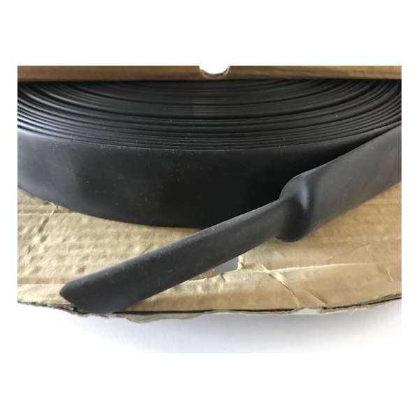 Krimpkous op rol - Kleur zwart - 20~10 mm. Krimpkous op rol - Kleur zwart - 20~10 mm.