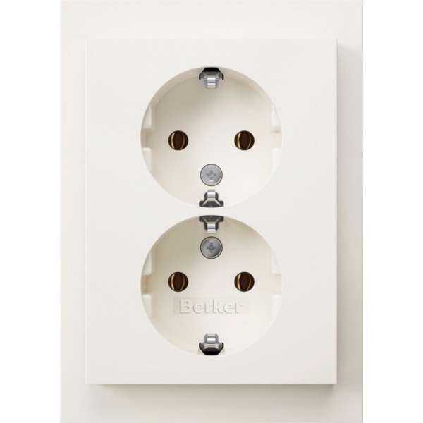 Berker K1 contactdoos – inbouw – 2–voudig – randaarde – polarwit Berker K1 contactdoos – inbouw – 2–voudig – randaarde – polarwit