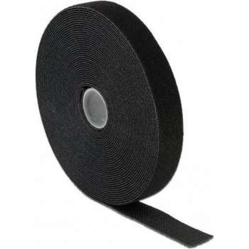 Klittenband - Rol - Velcro - Hook & Loop - Kabelbinders - Zwart - Zelfklevend - 50mm x 25 meter