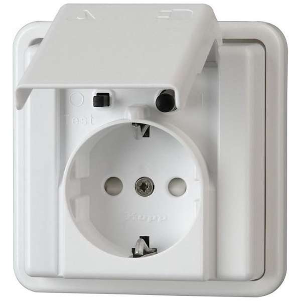 KOPP DI-contactdoos/aardlekbeveiliging voor vochtige ruimten IP44, 16A/10mA KOPP DI-contactdoos/aardlekbeveiliging voor vochtige ruimten IP44, 16A/10mA