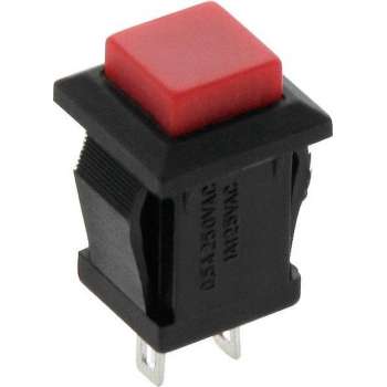 Schakelaar Push-Button 2 Polig - 1-3A 250-125V - Rood Vierkant