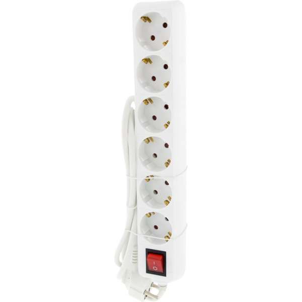 Exin Stekkerdoos met Schakelaar – 6 stekkers – Verlengsnoer – 2300 Watt – Randaarde – 1,5 meter – Wit Exin Stekkerdoos met Schakelaar – 6 stekkers – Verlengsnoer – 2300 Watt – Randaarde – 1,5 meter – Wit