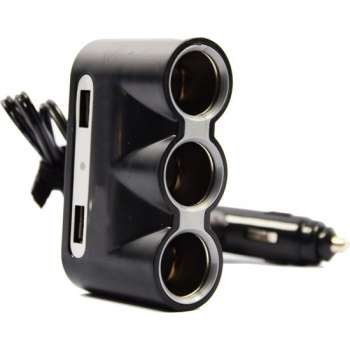 auto 12v splitter stekkerdoos 3-voudig met 2 USB poorten