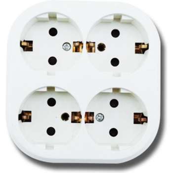 Wandcontactdoos - Igia Kuta - Opbouw - 4-voudig - Randaarde - Wit