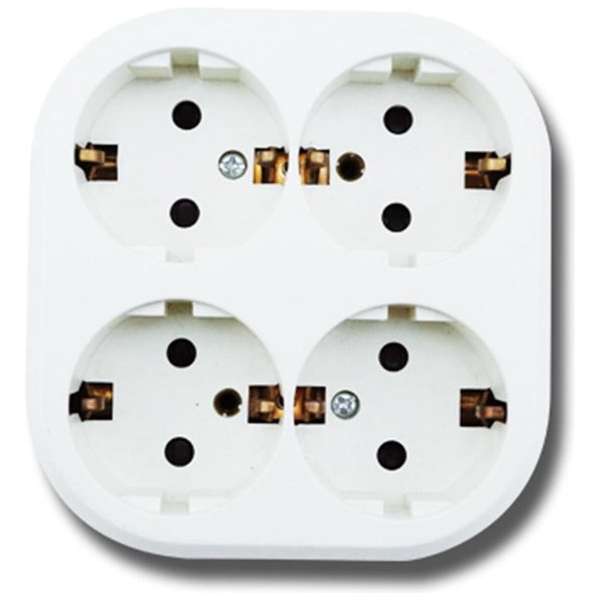 Wandcontactdoos - Igia Kuta - Opbouw - 4-voudig - Randaarde - Wit Wandcontactdoos - Igia Kuta - Opbouw - 4-voudig - Randaarde - Wit