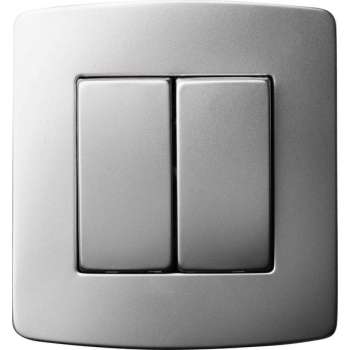 Dubbele schakelaar - Schema 5 - 10A - 230V  -Inox - Inbouw