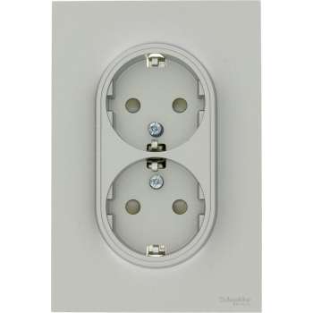 Schneider Electric Merten Odace stopcontact dubbel geaard Aluminium