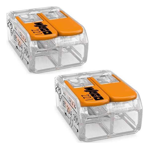 WAGO - Lasklem Set 2 Stuks - 2 Polig met Klemmetjes - Oranje WAGO - Lasklem Set 2 Stuks - 2 Polig met Klemmetjes - Oranje