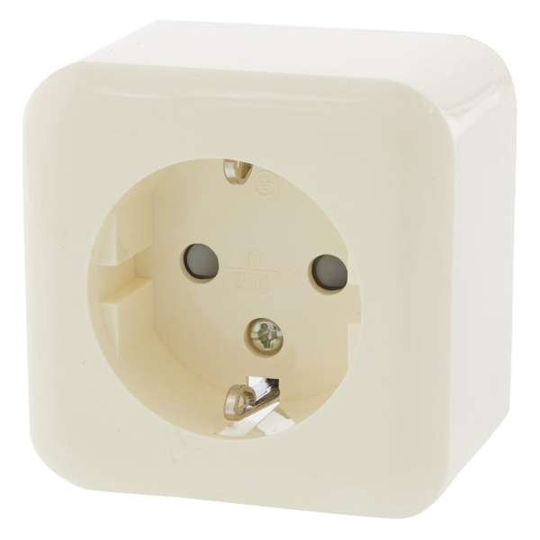 Contactdoos Opbouw 1Voudig Kindbev Randaarde - Creme Contactdoos Opbouw 1Voudig Kindbev Randaarde - Creme