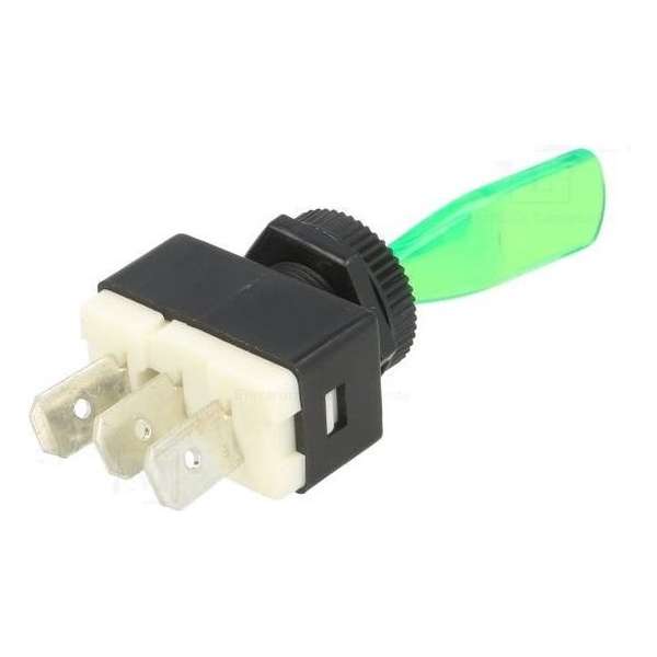 Tuimelschakelaar - 12V - transparant groen Tuimelschakelaar - 12V - transparant groen