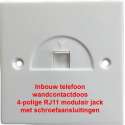 Telefoon Wandcontactdoos - Inbouw - 4 polig RJ11 - met schroefaansluitingen