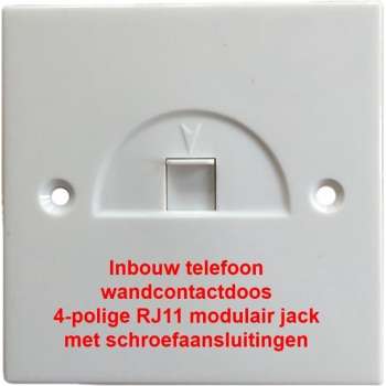 Telefoon Wandcontactdoos - Inbouw - 4 polig RJ11 - met schroefaansluitingen