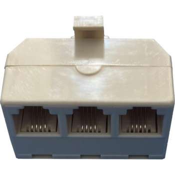 Telefoon-VERDEELSTEKKER 3-voudig - voor aansluiten van 3 TOESTELLEN op 1 AANSLUITING - T-adapter RJ11 - Dubbelsteker