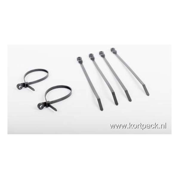 100 stuks Zwarte kabelbinders met bevestigings-oog 110 mm x 2.5 mm (099.0536) 100 stuks Zwarte kabelbinders met bevestigings-oog 110 mm x 2.5 mm (099.0536)
