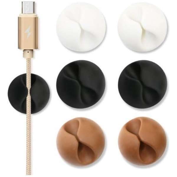 Multifunctionele kabel clips 6 stuks 2x wit 2x bruin en 2x zwart Multifunctionele kabel clips 6 stuks 2x wit 2x bruin en 2x zwart