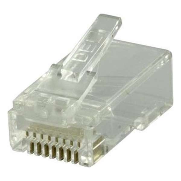 DELTACO MD-18, RJ45 connector voor patchkabel, transparant, Cat6, 20 stuks DELTACO MD-18, RJ45 connector voor patchkabel, transparant, Cat6, 20 stuks
