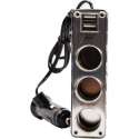 auto 12v splitter stekkerdoos 3-voudig met 2 USB poorten Zwart
