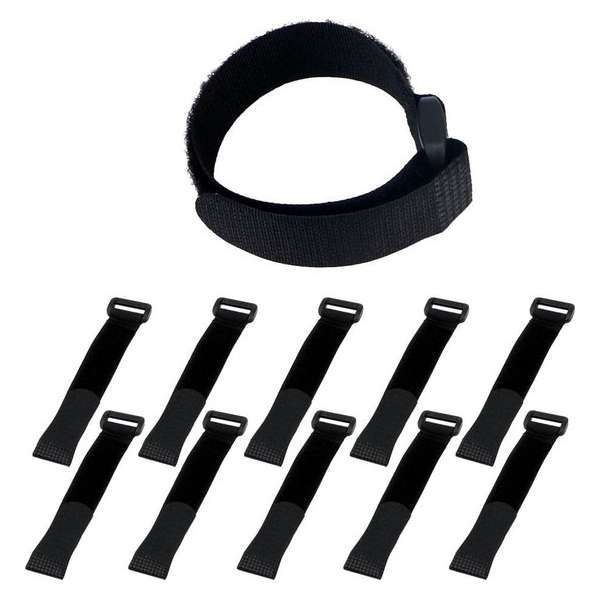 Klittenband Kabelbinders - Kabel Organiser - 10 stuks van 20CM - Zwart
