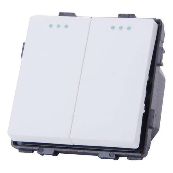 THORN Push schakelaar voor 2 stroompunten WIT (LET OP EXCLUSIEF GLASFRAME!!!) THORN Push schakelaar voor 2 stroompunten WIT (LET OP EXCLUSIEF GLASFRAME!!!)