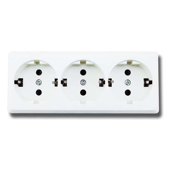 Wandcontactdoos - Igan Kuta - Opbouw - 3-voudig - Randaarde - Wit Wandcontactdoos - Igan Kuta - Opbouw - 3-voudig - Randaarde - Wit