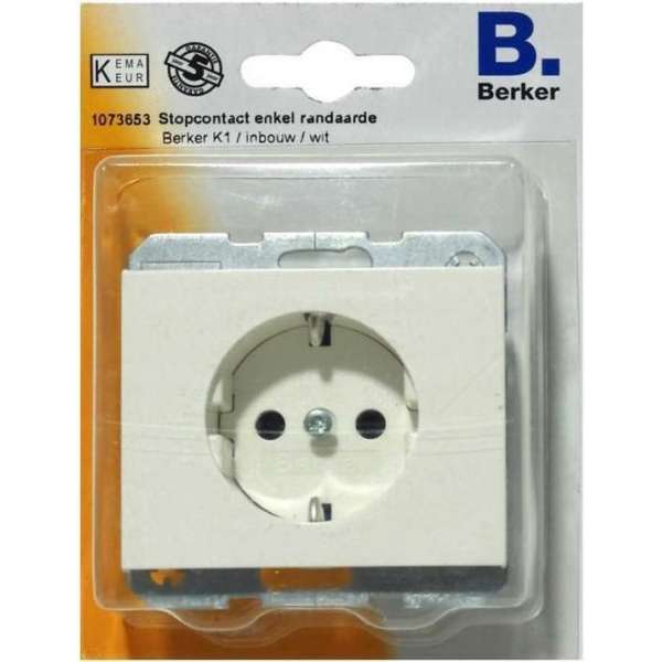 BERKER K1 stopcontact enkel randaarde, inbouw | WIT BERKER K1 stopcontact enkel randaarde, inbouw | WIT