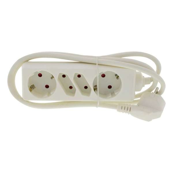 Exin Stekkerdoos – 4 stekkers – Verlengsnoer - 2300 Watt – Verlengkabel met Randaarde – Eurostekker – 3 meter – Wit Exin Stekkerdoos – 4 stekkers – Verlengsnoer - 2300 Watt – Verlengkabel met Randaarde – Eurostekker – 3 meter – Wit