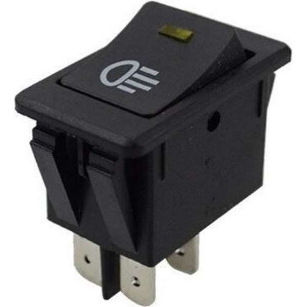 Schakelaar - Zwart - 12V - 35A - 4 polig - Gele LED Schakelaar - Zwart - 12V - 35A - 4 polig - Gele LED