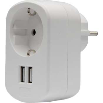 USB Adapter (2x USB) | Incl. Tussenstekker | USB Lader 2,4A  | Witte USB Stekker | Incl. Stopcontact