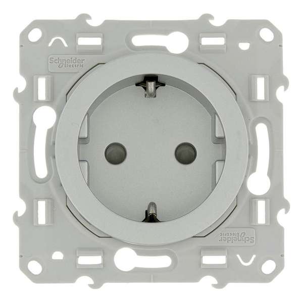 Schneider Electric Odace stopcontact geaard Aluminium Schneider Electric Odace stopcontact geaard Aluminium