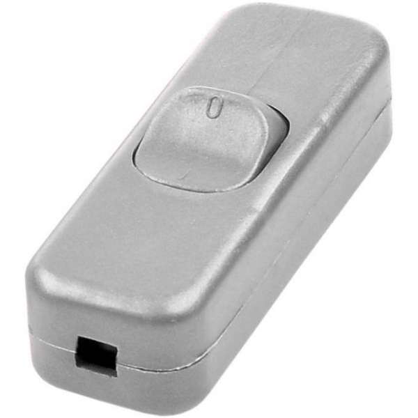 Snoerschakelaar - Zilver grijs - 2 Polig - Max. 3A 250V - voor 2 aderig plat en rond snoer Snoerschakelaar - Zilver grijs - 2 Polig - Max. 3A 250V - voor 2 aderig plat en rond snoer