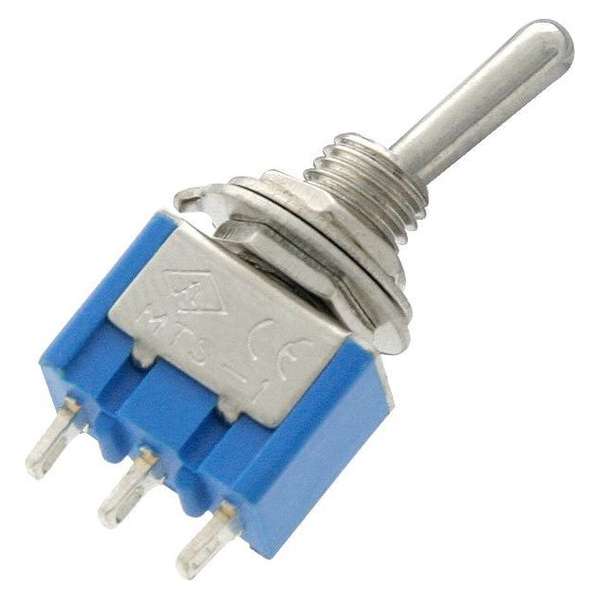 SCHAKELAAR - ‘ON/OFF' - 250V 3A - BLAUW/ZILVER - 3 polig SCHAKELAAR - ‘ON/OFF' - 250V 3A - BLAUW/ZILVER - 3 polig