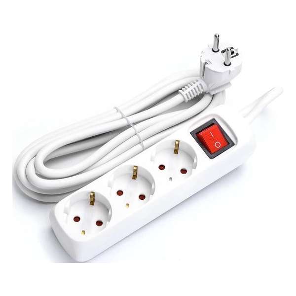 Verlengsnoer met Schakelaar - Igia Antris - 3680W - 3 Stopcontacten - 5 Meter - Wit | Nederland Verlengsnoer met Schakelaar - Igia Antris - 3680W - 3 Stopcontacten - 5 Meter - Wit | Nederland