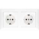 Wandcontactdoos - Aigi Cika - Inbouw - 2-voudig - Randaarde - Incl. Afdekraam - Wit - BES LED
