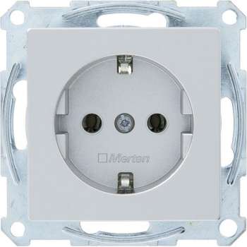 Schneider Electric Merten System enkel geaard stopcontact aluminium